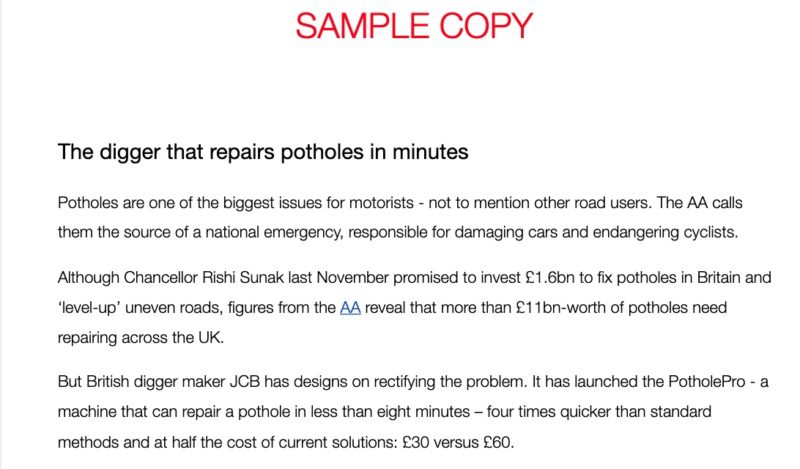 PotholePro Sample Copy