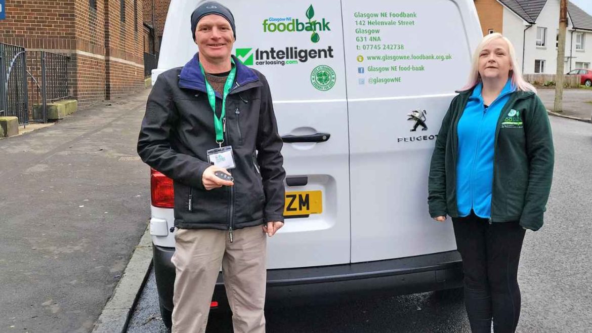 Volunteers from the Glasgow NE Foodbank with the new Peugeot Expert van