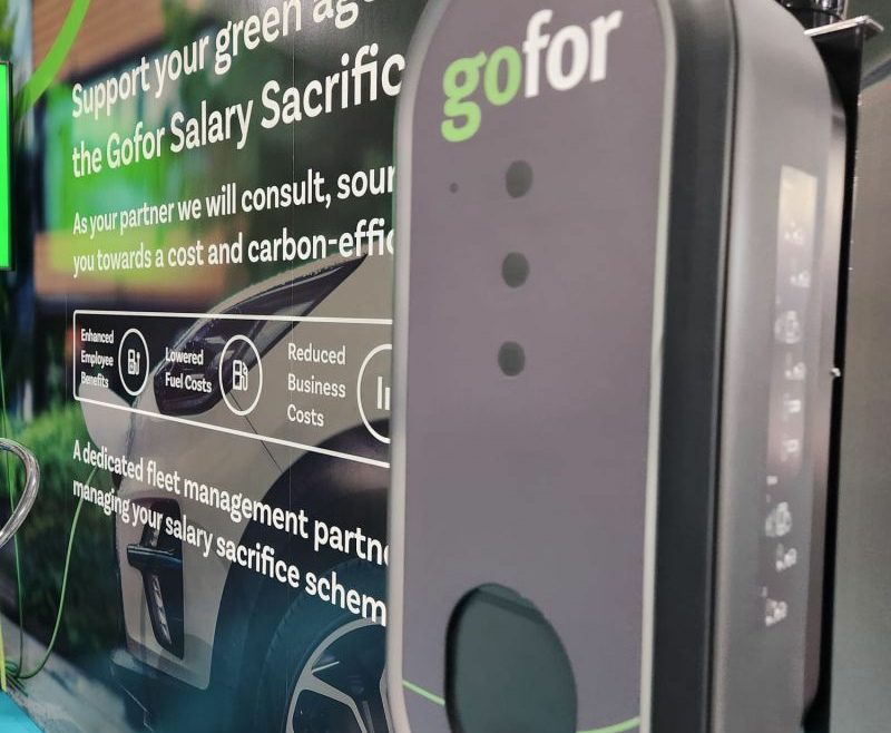 Gofor Finance Salary Sacrifice message displayed at the London EV Show