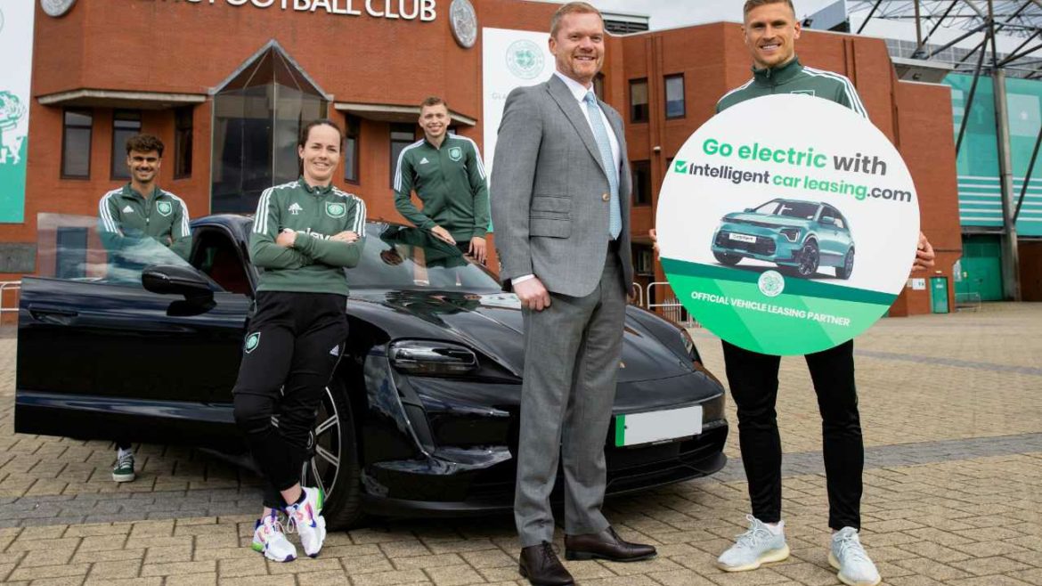 Martin Brown and Celtic FC team members on the renewal of Intelligent Car Leasing's support of Celtic FC
