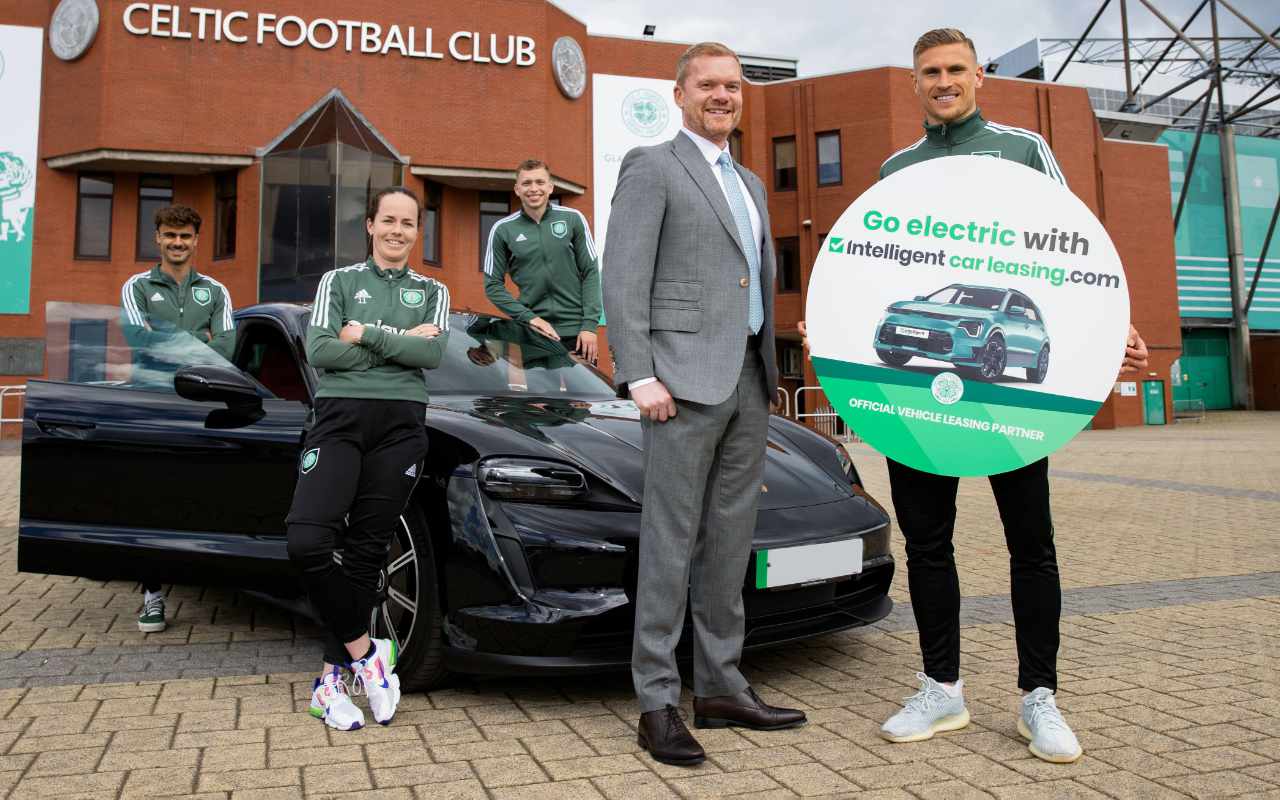 Martin Brown and Celtic FC team members on the renewal of Intelligent Car Leasing's support of Celtic FC