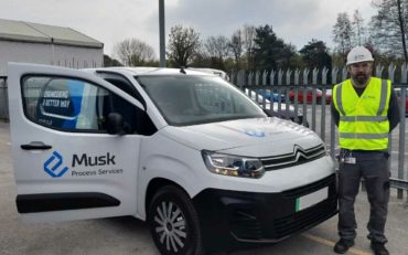 Rick Farrell, Site Supervisor at Musk Process Services, with one of the electric vans