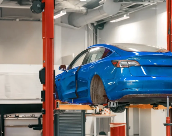 Tesla in workshop